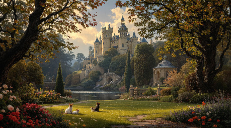 where kittens may safely play, in the grounds of a beautiful romantic castle