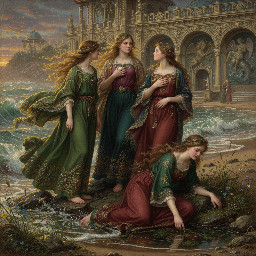 Bare chested girls on the beach