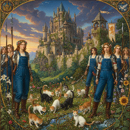 where kittens may safely graze, in the grounds of a beautiful castle defended by warrior women in overalls and boots