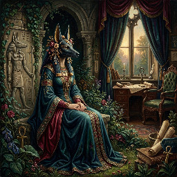 the goddess anput of ancient egypt, the god anubis' female counterpart