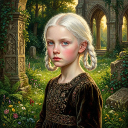 danish girl, light blue eyes, very white blonde hair, pale skin, blushing face, upturned nose,very blonde eyebrows, 14 years old, straight hair, short pig tails,short pigtails, two short pigtails , She has a toned, curvaceous, and sculpted body with a model-like physique, very skinny, looking to artist, ,close up portrait,, She is standing in a lush green meadow in Tyrol.