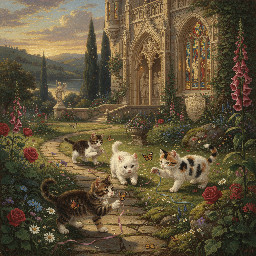 where kittens may safely play, in the grounds of a beautiful romantic castle