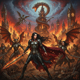 Monster power.  The great battle-maiden of hell-fire.  Ragnarok.  Swordswomen in black leather britches.  The final fall of civilisation.