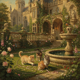 where kittens may safely play, in the grounds of a beautiful romantic castle
