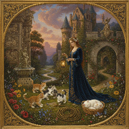 where kittens may safely play, in the grounds of a beautiful romantic castle