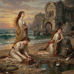 Bare chested girls on the beach