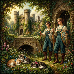 where kittens may safely graze, in the grounds of a beautiful castle defended by warrior women in overalls and boots