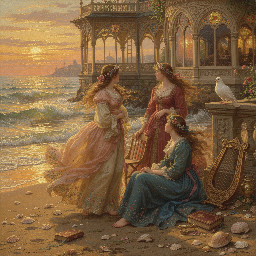 Bare chested girls on the beach