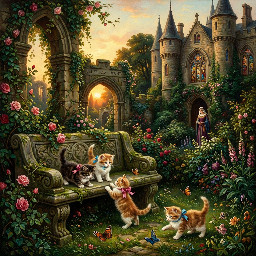 where kittens may safely play, in the grounds of a beautiful romantic castle